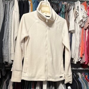 Calvin Klein White fleece Jacket with High Collar
